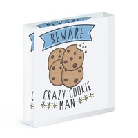 Beware VerrüCkte Cookie Mann Acryl Foto Block Rahmen Lustig Essen Kekse Schoko
