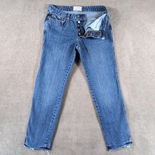 Free People We The Free Distressed Ankle Jeans Womens 26 Blue Straight Leg