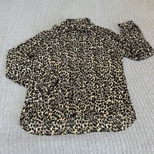 J.CREW Women  s Leopard Animal Print Preppy Button-Down Blouse Long Sleeve M
