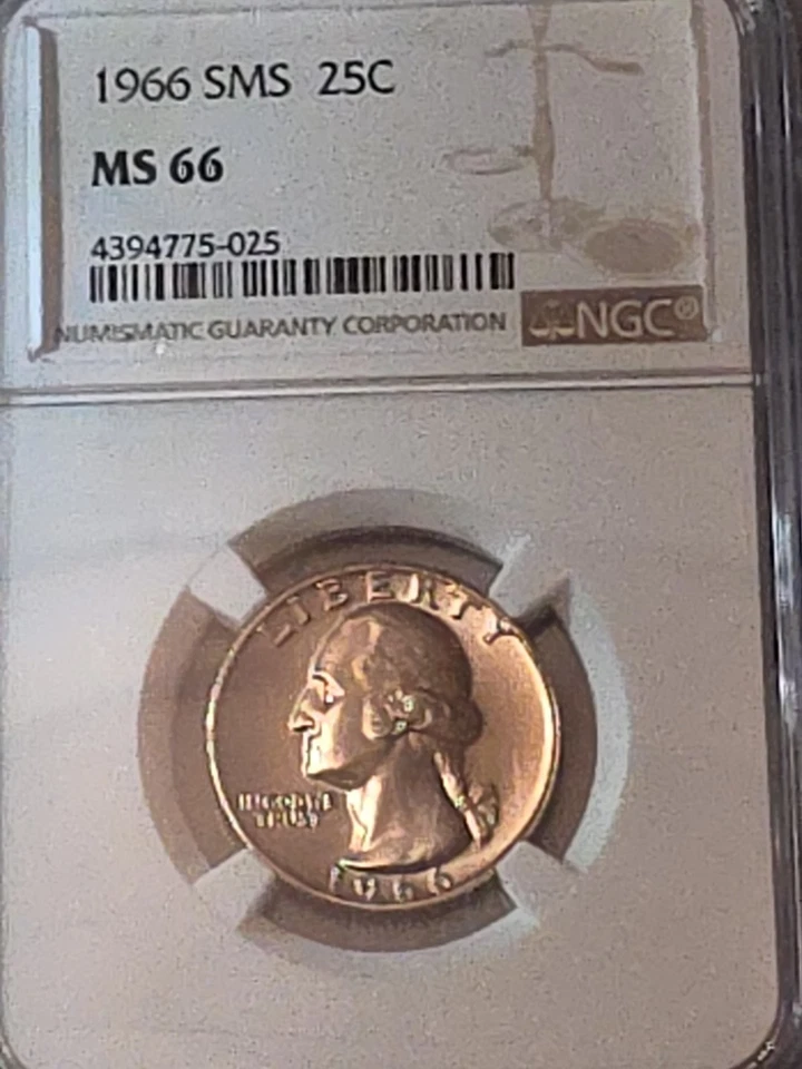 1966 SMS Washington Quarter 25 Cents NGC MS 66 - Image 3 of 3