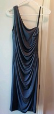 Eliza J Womens Dress Sz 10 Dark Grey One Shoulder Sleeveless Side zipper Midi