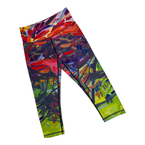 Just Live Active Race Time Cropskin Leggings Fiery Maple Print Women's XS Capri