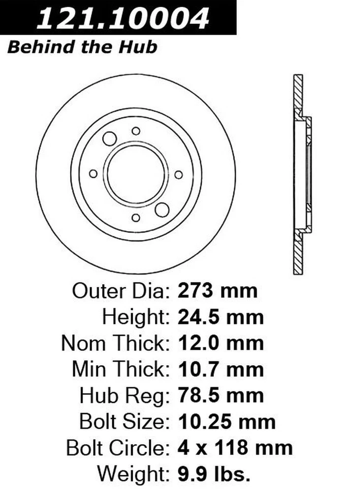 Rotor de freno estándar C-Tek Centric Parts 121.10004 para 71-89 Peugeot 504 505 604 Foto 3 de 4