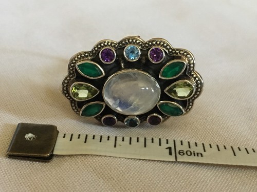 NICKY BUTLER MOONSTONE AMETHYST BLUE TOPAZ MULTI GEMSTONES SILVER RING 7 MG - Picture 3 of 4