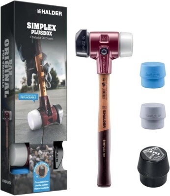 Halderhammer Simplex D60 Schutz mit austauschbaren Köpfen 3 Einsätze