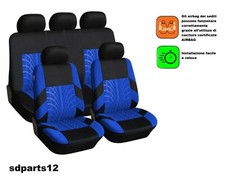 Citroen Lancia Coprisedili Blu Nero Tessuto Auto Salva Sedili Fodere Set