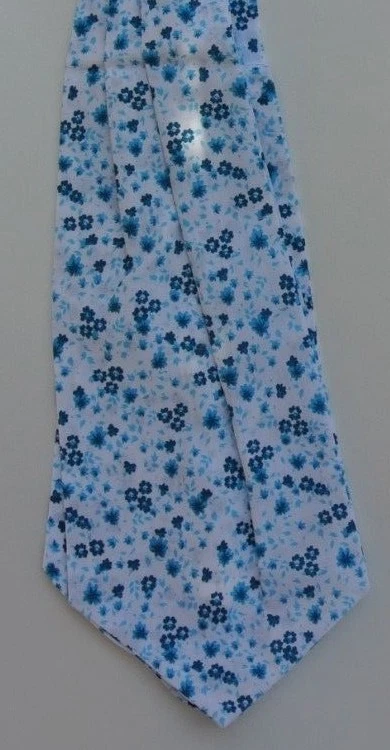 Combo quadrado de bolso branco azul floral Ascot gravata mistura de algodão - Imagem 2 de 4