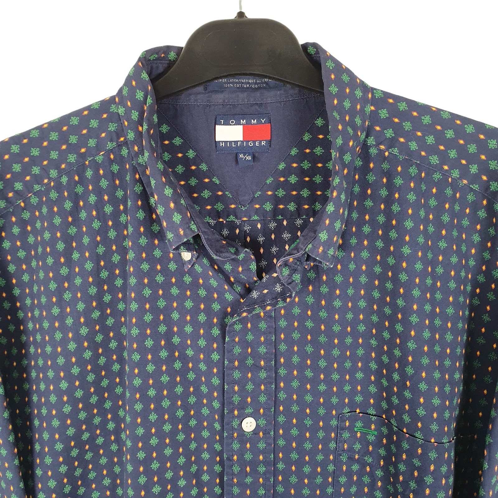 TOMMY HILFIGER Navy Shirt Long Sleeve Casual Mens XL image 2