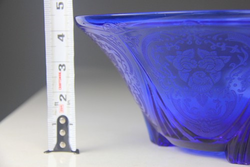 Vintage Hazel Atlas Cobalt Blue Royal Lace 10" Footed Bowl - Picture 14 of 17