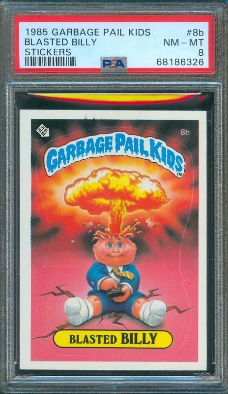 1985 Topps GPK 1st Series GARBAGE PAIL KIDS usa BLASTED BILLY Award #8b PSA 8