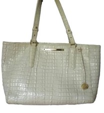 BRAHMIN ASHER OYSTER WHITE CROC LEATHER TOTE BAG