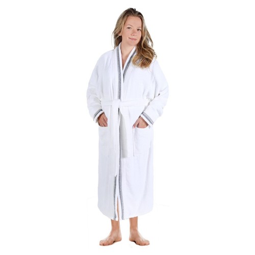 Tinsel Turkish Unisex Cotton Kimono Terry Bath Robe Absorbent Adults Bathrobe - 第 17/40 張圖片
