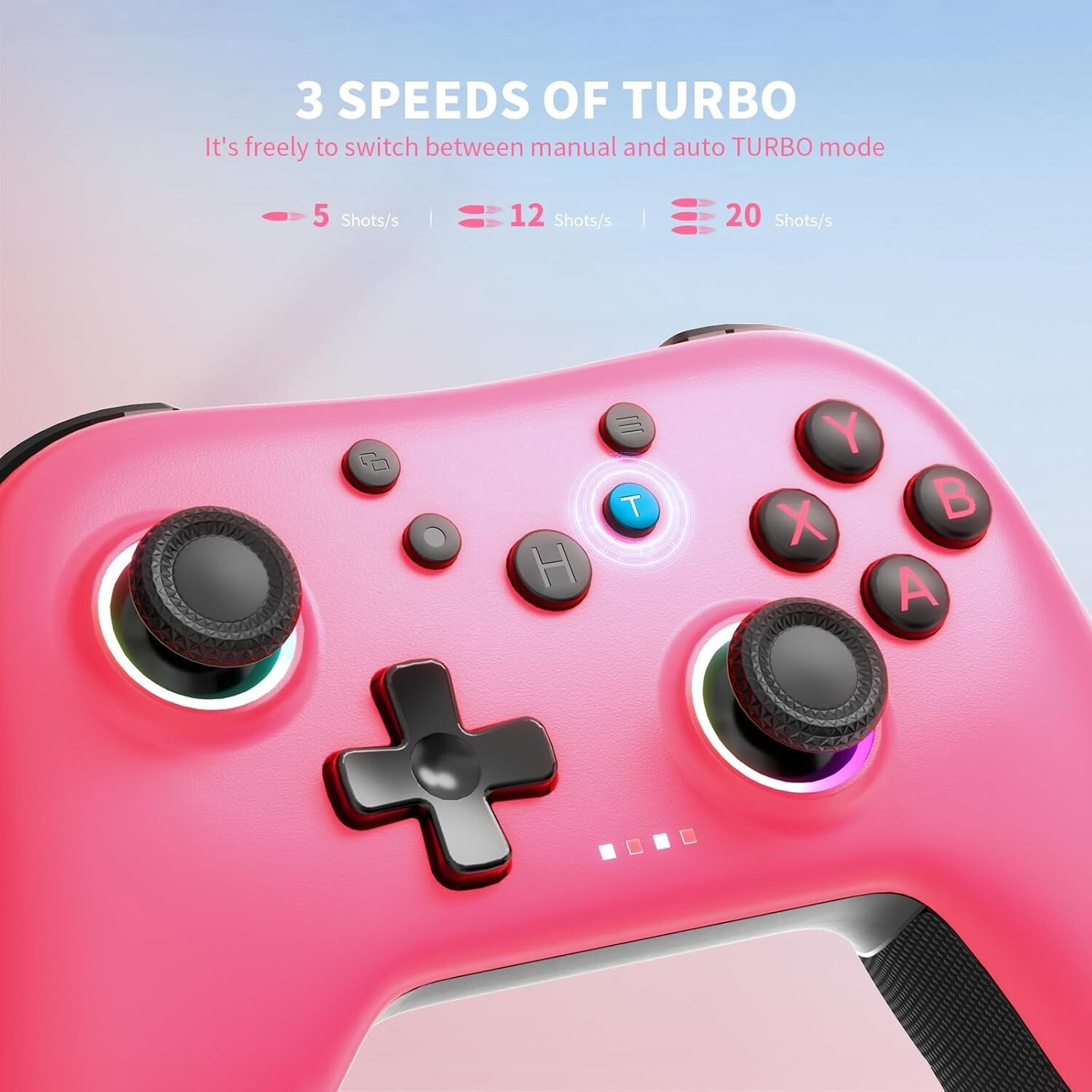 Wireless Controller for PC Switch/Android w/Dual Vibrations/Back Buttons (Pink)