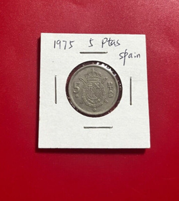 1975 5 PTAS SPAIN COIN - NICE WORLD COIN !!! 