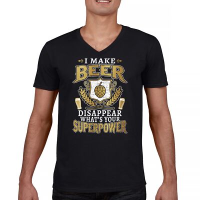 I Make Beer Disappear V-Neck T-shirt Funny Drinking Humor Craft Brew IPA Tee