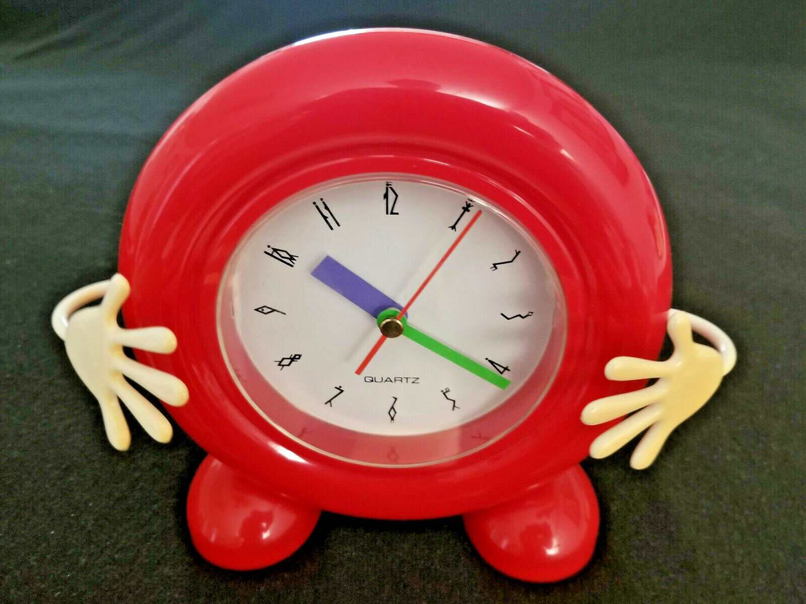 Whimsical Quirky Cute Plastic Clock with Moving Hands: Bright Primary Colors