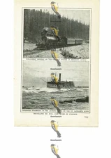 Rail & River Travel (2 Scenes), Canada, Book Illustration (Print), 1909