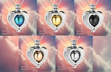 New Heart Angel Wing Locket Cremation Urn Keepsake Ashes Memorial Necklace