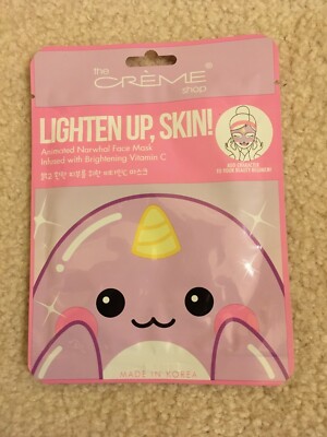 The Crème Shop Lighten Up, Skin Animated Narwhal Face Mask - BRAND NEW SEALED