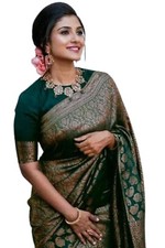 TRADITIONAL PARTY WEAR SOFT SILK INDIAN WEDDING WEAR KANJEEVARAM SAREE SARI
