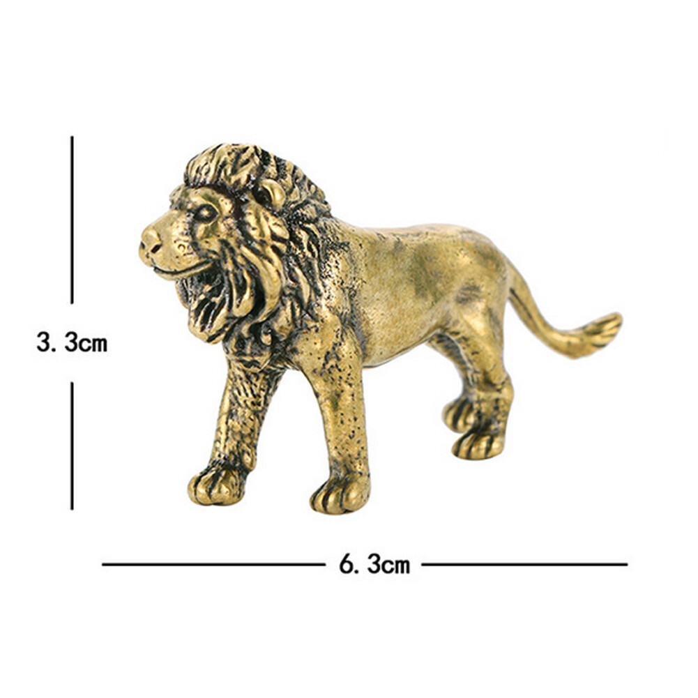 Brass Lion Figurine Statue House Office Table Decoration Animal Figurines Toys #