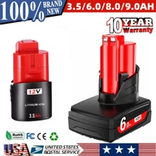 For Milwaukee for M12 12V 9.0AH 3.5AH Lithium Battery 48-11-2460 48-11-2440 New