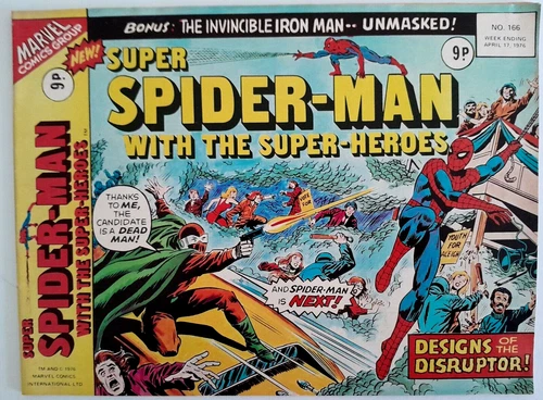 SUPER SPIDER-MAN with the SUPER-HEROES #166 Apr. 17th 1976 Vintage UK Marvel VGC