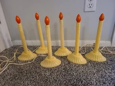 6 Vintage Single Light Christmas Candolier Plastic drip Window Candles