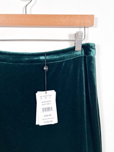 Jacques Vert Skirt 10 Green Pencil Straight Velour Lace Evening Occasion New £99 - Picture 5 of 13