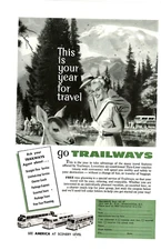 1957 Print Trailways Bus This is your year for travel Illustration Deer Lake