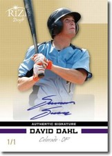 DAVID DAHL 2012 Rize Autograph Rookie GOLD BLANK BACK Auto RC 1/1