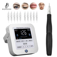 Permanent Makeup Machine Pen Kits For Eyebrow Lips LCD Power Supply 10Pcs Needle