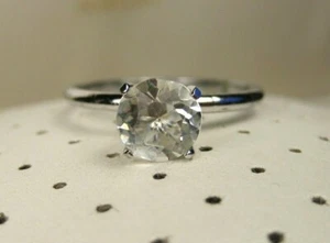 Vintage Silver Tone Faux Round Cut Solitaire Engagement Ring Ring Size 9