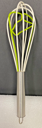 Kuhn Rikon 10" Whisk Swiss Silicone & Stainless Steel Bird Design Green & White - Picture 3 of 4