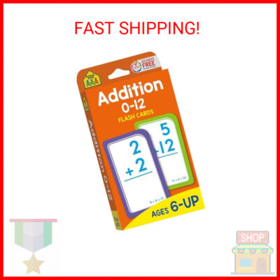 School Zone - Addition 0-12 Flash Cards - Ages 6 and Up, 1st Grade, 2nd Grade, N