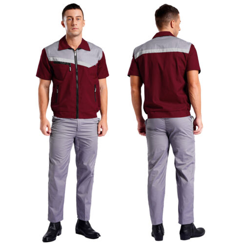 Unisex Mens Womens Jackets Top+Pants Reflective Strips Work Outfit Safety Lapel - Picture 31 of 50