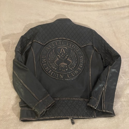 Affliction Limited Edition Leather Jacket Mens Large Black Premium Biker #192 - Picture 2 of 10