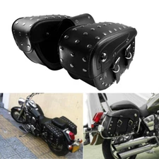 Motorcycle Rivet Hard Saddle Bags Luggage For Harley Suzuki Yamaha Honda Cruiser