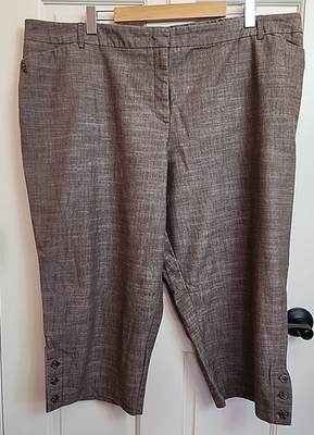 m＊ Dressbarn Brown Capri Pants Womens Size 24 45x21 Stretch Pockets