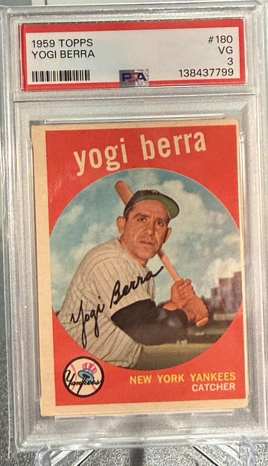 1959 Topps #180 Yogi Berra HOF. PSA 3 NY YANKEES