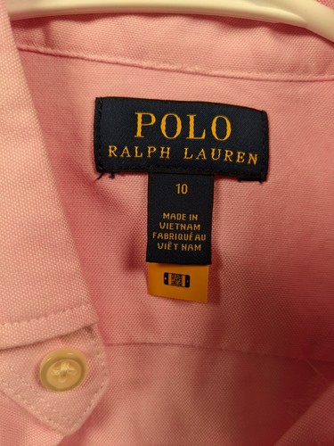 Polo Ralph Lauren Girls Cotton Shirt Dress Pink Size 10 Long Sleeve Button Front - Picture 2 of 12