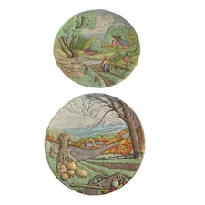 Vintage Byron Molds Wall Plate SET seasons 1972 3D Ceramic Summer Fall GORGEOUS