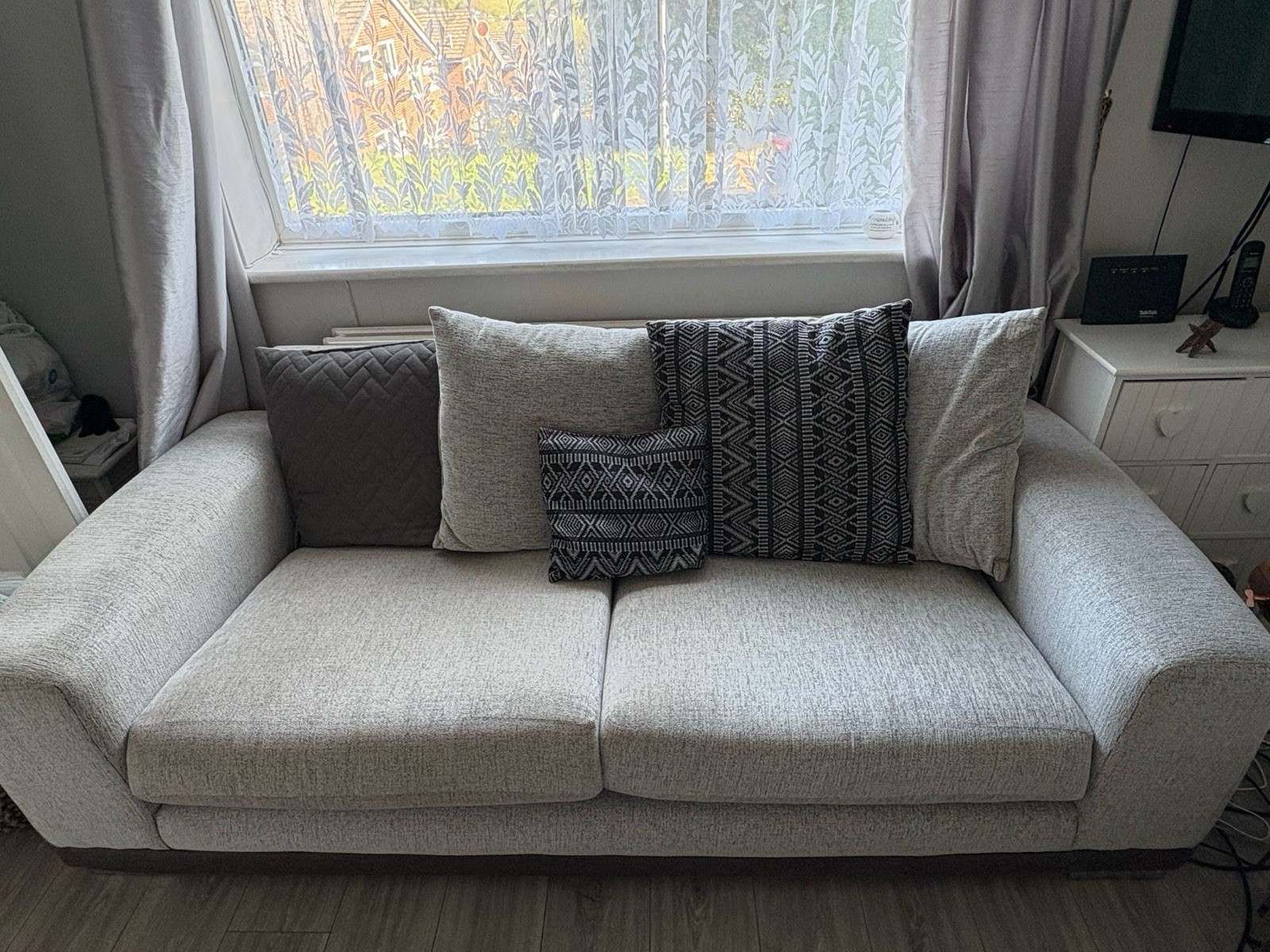 Light Grey Two-Seater Sofa Just A Year Old