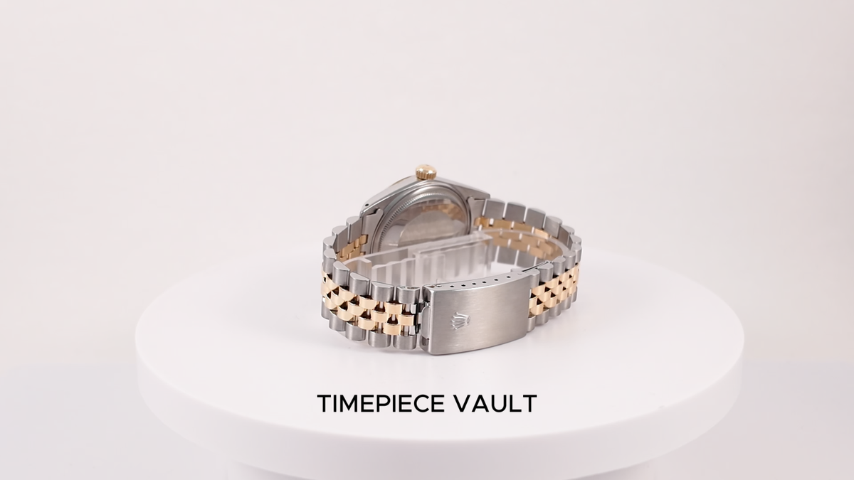 ROLEX DATEJUST 16013 GOLD & STEEL 36MM BLACK MOP STRING DIAMOND