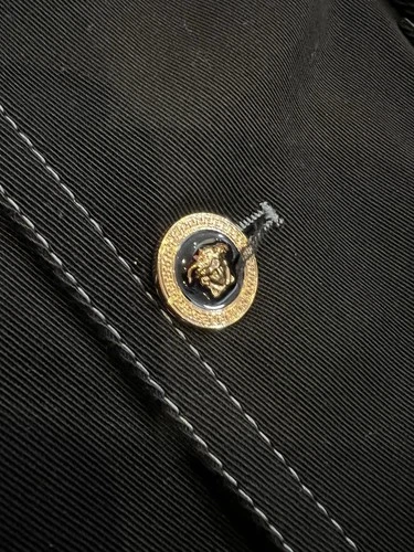 VERSACE ABBIGLIAMENTO Gabardine Single breasted Coat In Black Men Sz 54 $2825 image 9