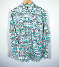 Panhandle Slim Rough Stock Western Shirt Men's Large Blue Sawtooth Pocket