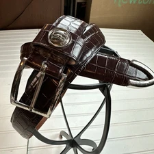 Pine Valley Leather Belt Stamped Sz 40 Brown F7 7050