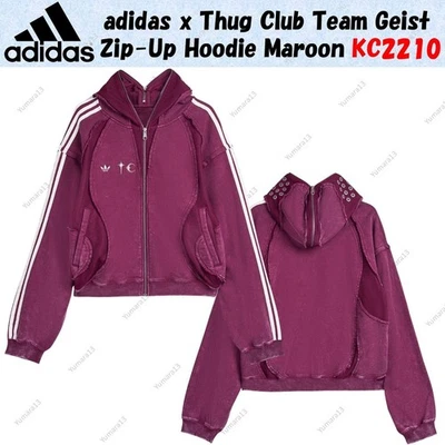 Adidas x Thug Club Team Geist sudadera con capucha con cremallera granate KC2... - Imagen 1 de 4