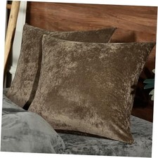 Truly Velvet Throw Pillow Covers, 24"x24", No 24" x 24" Pack of 2 Khaki