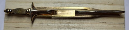 SWANK Figural Sword Tie Clasp 3 1/4" Long Signed Good Condition
